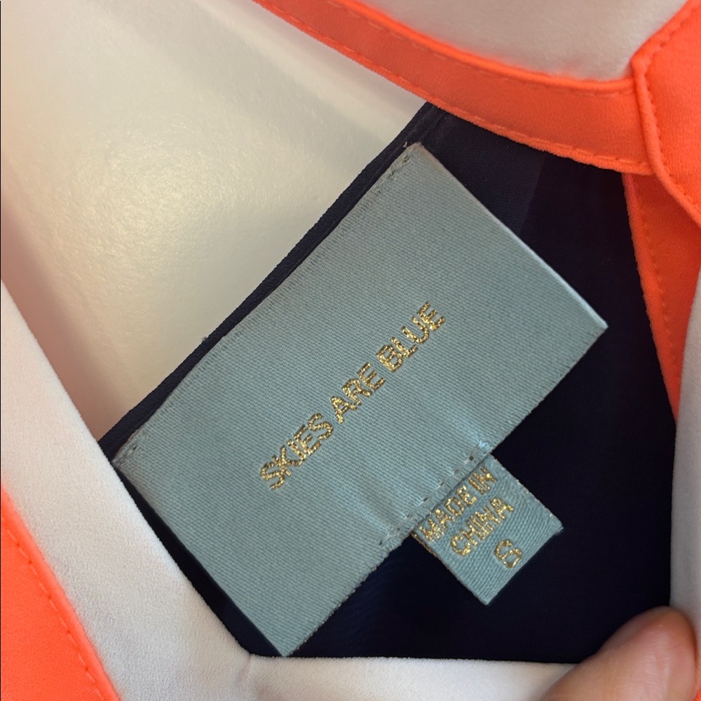 Skies Are Blue Dark Blue and Bright Orange Mini Dress - Picture 2 of 11